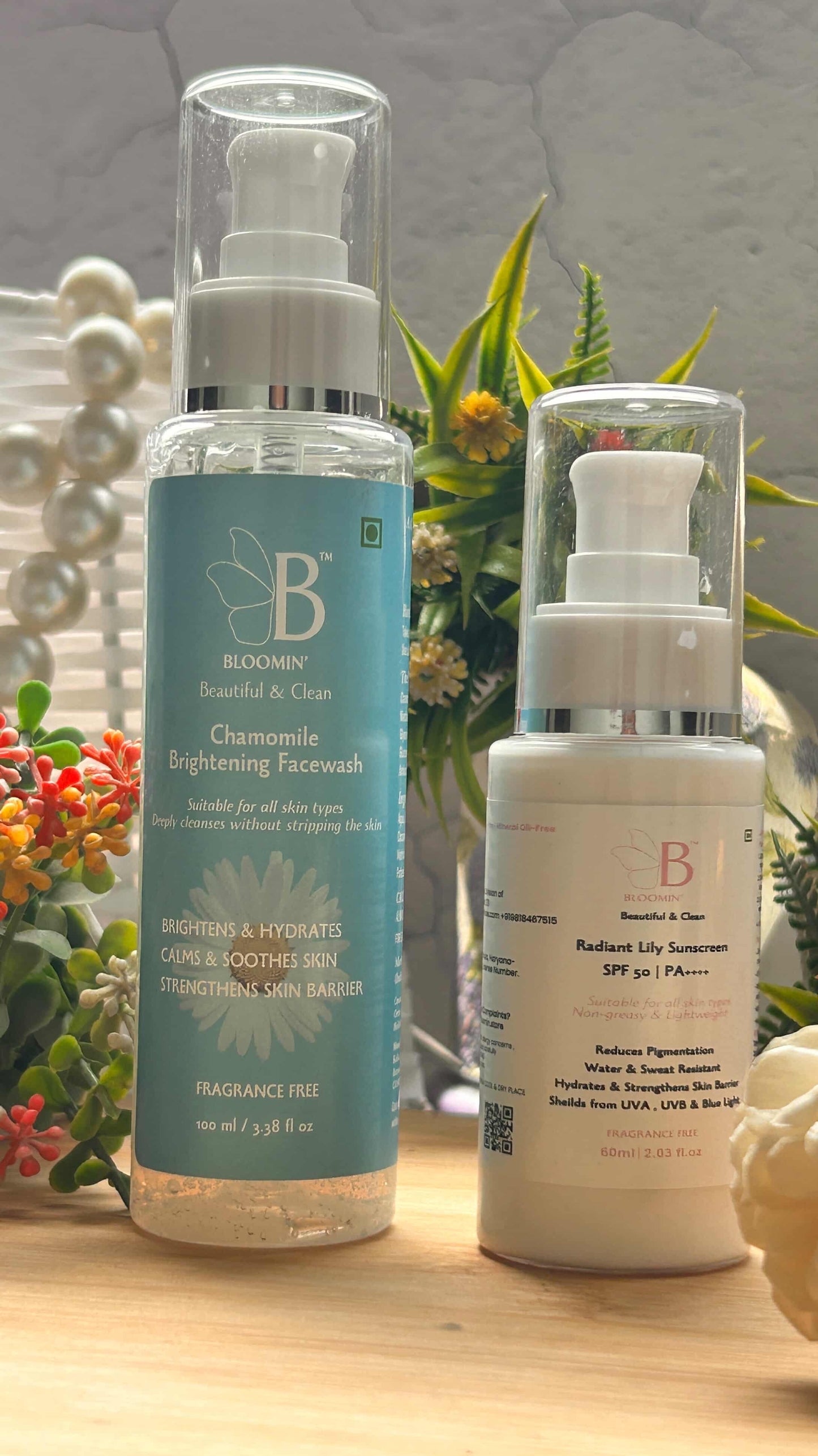 GLOW Duo: Chamomile Brightening Facewash + Radiant Lily Sunscreen